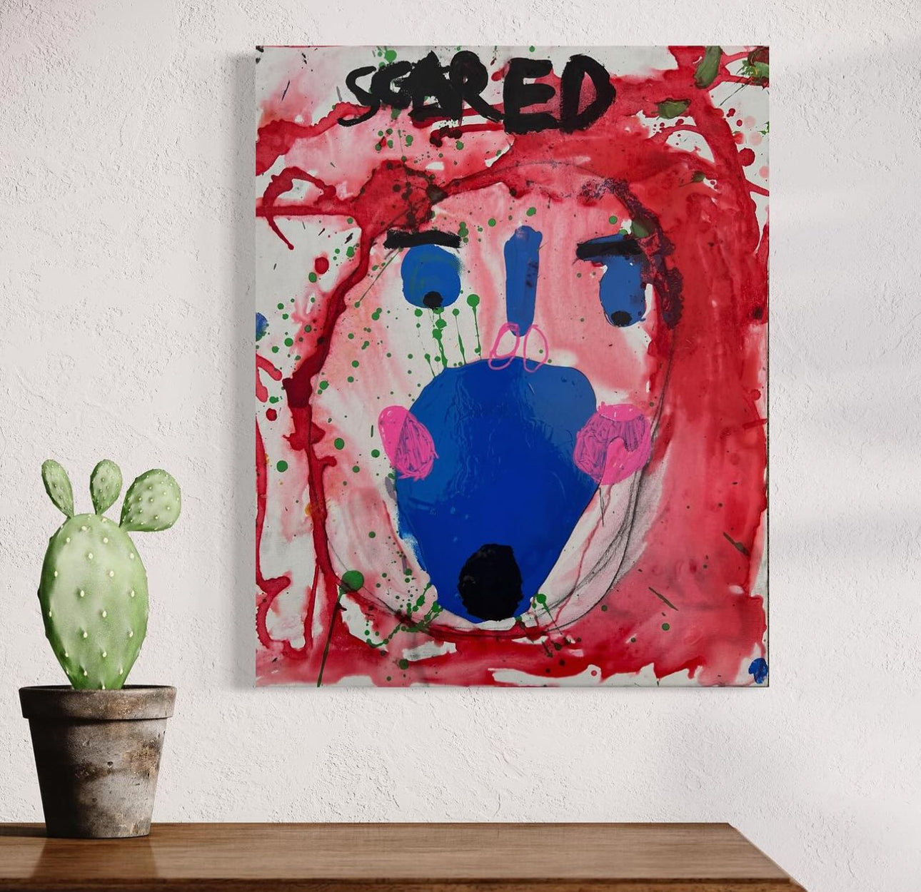 Scared, Painting, Acrylic on canvas, 2023 (20x16")