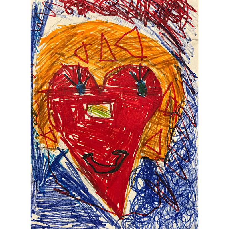 Afro Heart - Original Drawing, Marker on paper, 2022 (11x8)